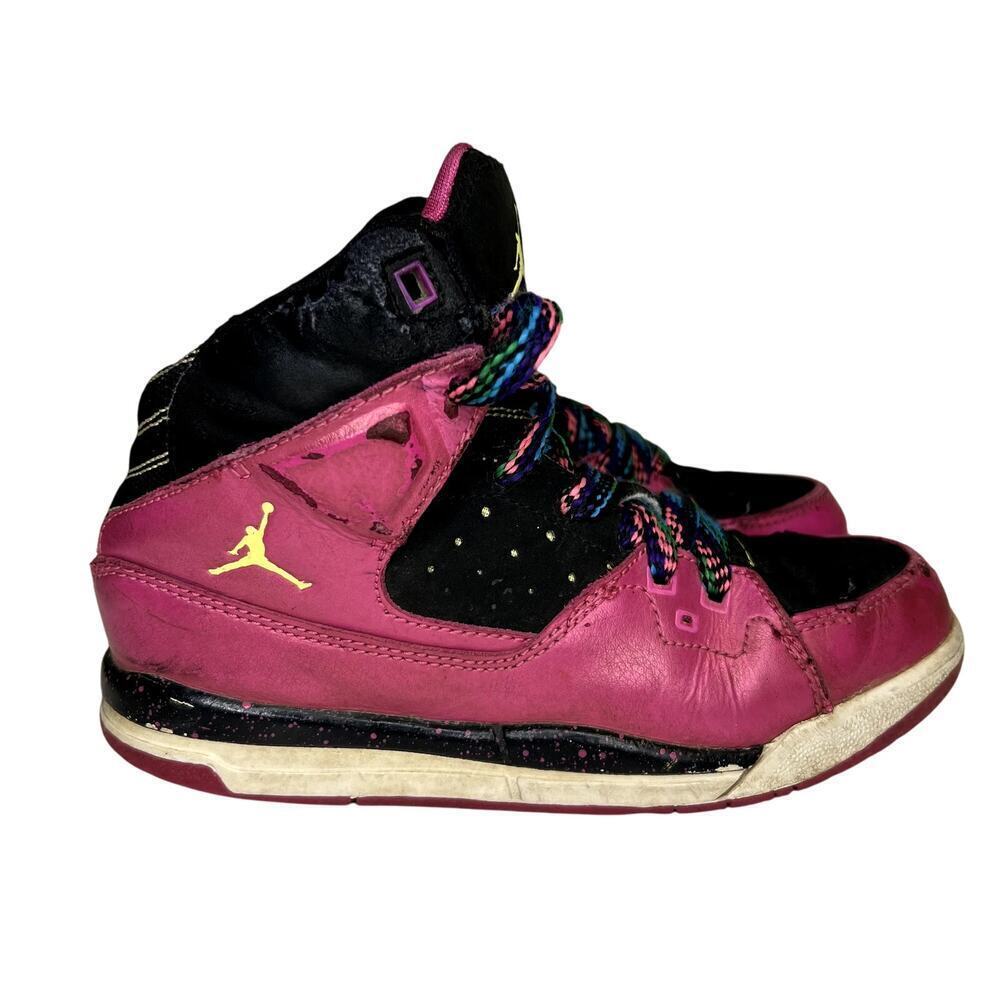Jordan Flight SC-1 Leather Sneakers Girls Size 13C Hot Pink/Black